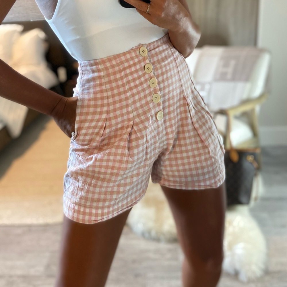Mango gingham shorts linen style